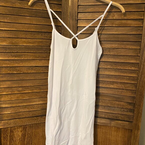 C'est Moi Bamboo Cross Front Cami Slip Dress White - Picture 2 of 4